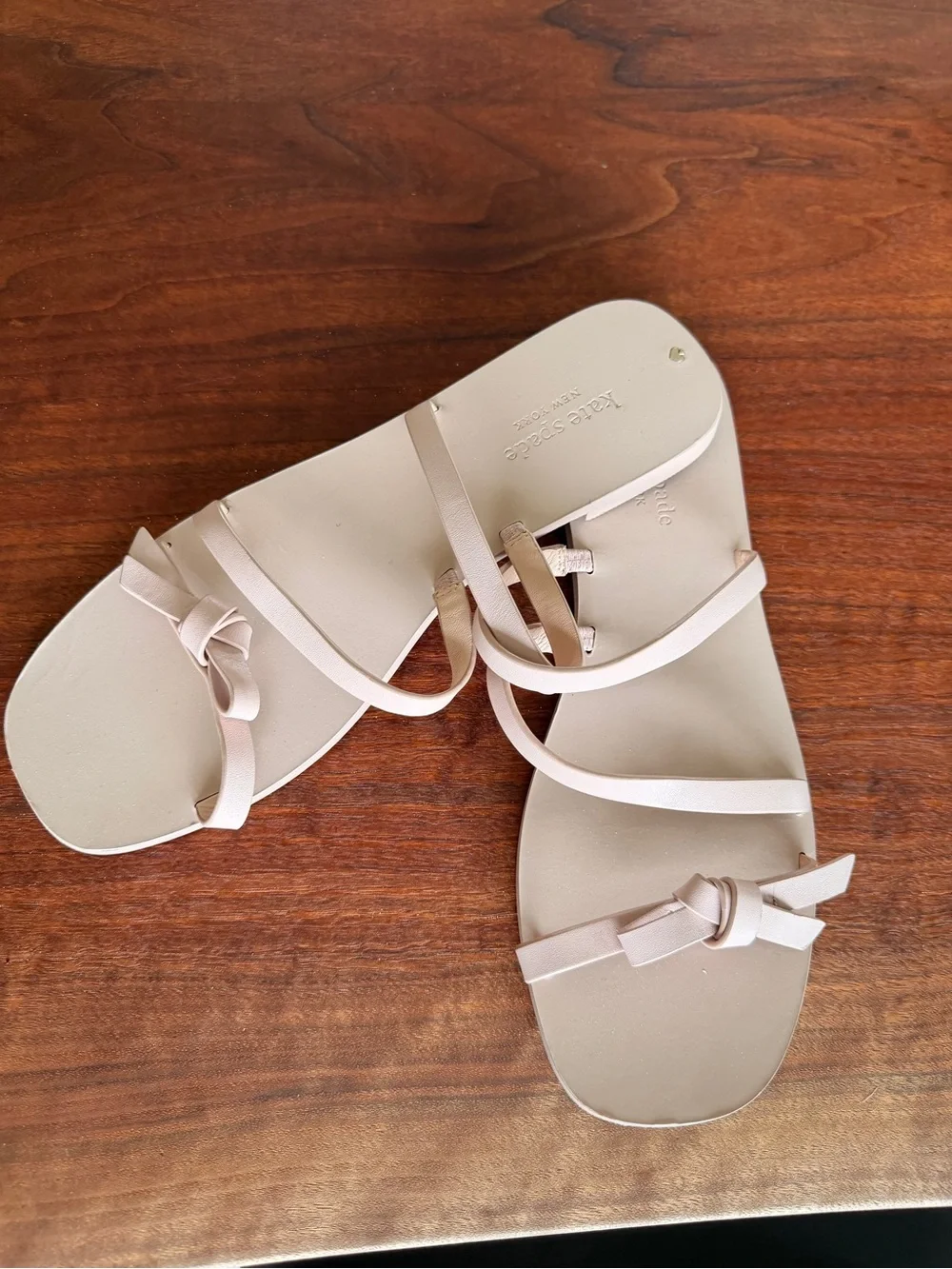 kate spade Pale Pink Knotted Strap Slide Sandals